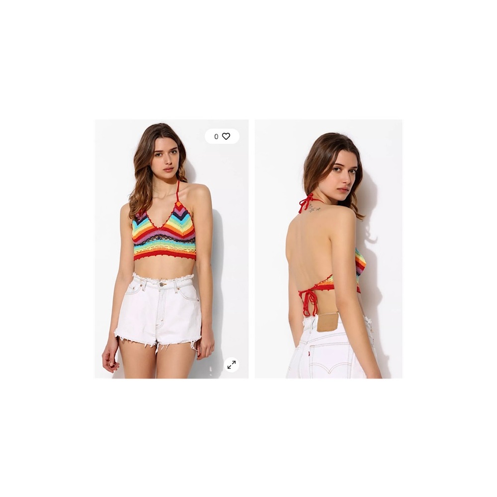 Raga Rainbow Crochet Bra Top, NWT, Size Large